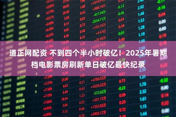 道正网配资 不到四个半小时破亿！2025年暑期档电影票房刷新单日破亿最快纪录